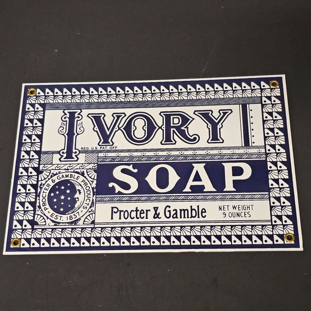 Ivory Soap Proctor and Gamble Products Vtg Porcelain Metal Sign 12 x 8"